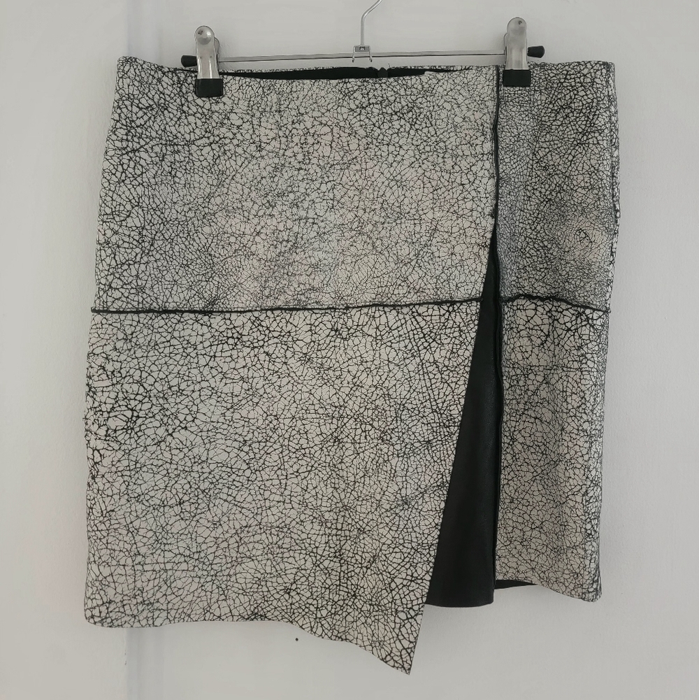 Asymetric Cracked Leather Effect Skirt